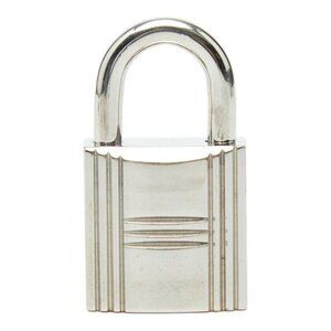 Hermes Cadena Padlock Key Set Silver Metal Key Holder